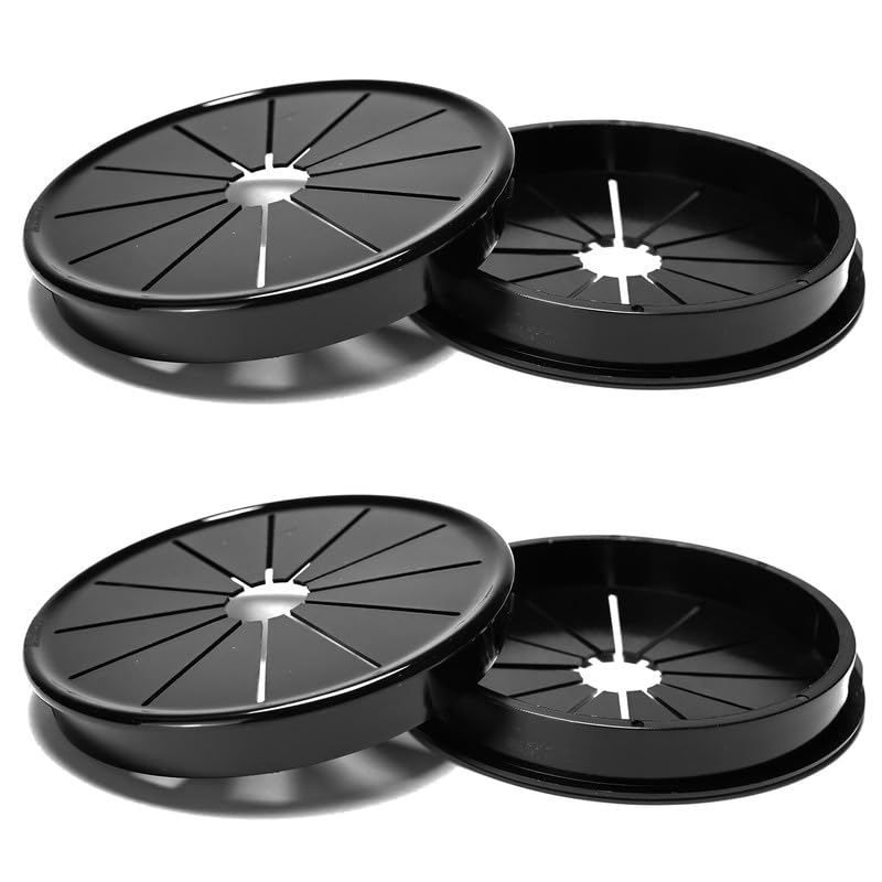 EASYEAH Store 4PCS Cable Grommets, 3-1/8"(80mm) Desk Hole Cover Petal Shaped Buckle Type Nylon Snap Bushing Grommet, Wire Hole Cover Insert for Cables and Cords Management and Protection of Cabinet, Black - Image 1
